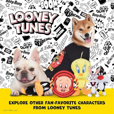 Іграшки для собак LOONEY TUNES, набір з 12 шт., плюшеві, з пищалкою, у вигляді персонажів: жук, кролик, пташка Твіті, тасманський диявол, 15,2 см