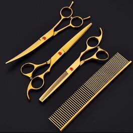 Набір ножиць для грумінгу собак: прямі, витончені та зігнуті ножиці з нержавіючої сталі