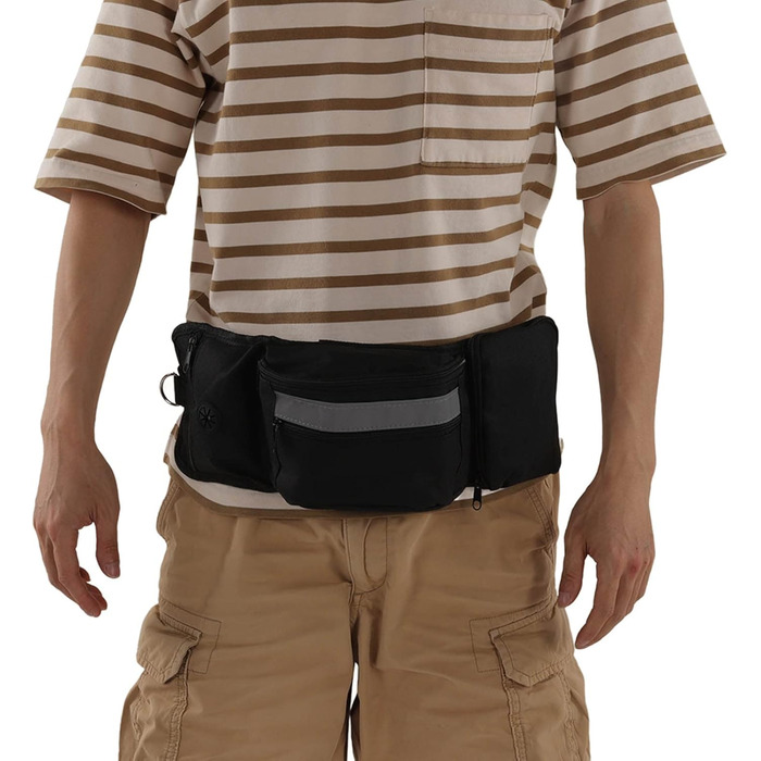 Сумка для корму для собак, поясна сумка, бананка для тренувань, чорна, поліестер, з кишенями для ласощів