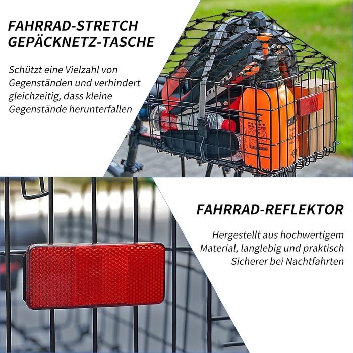 Задній велосипедний кошик W&H складний, великий металевий, з аксесуарами для монтажу, сіткою та відбивачем. Підходить для собак, покупок, пікніків