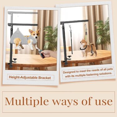 Набір для грумінгу собак з регульованою гамаком та повідком без сидіння, універсальне рішення для малих/середніх тварин (сірий)