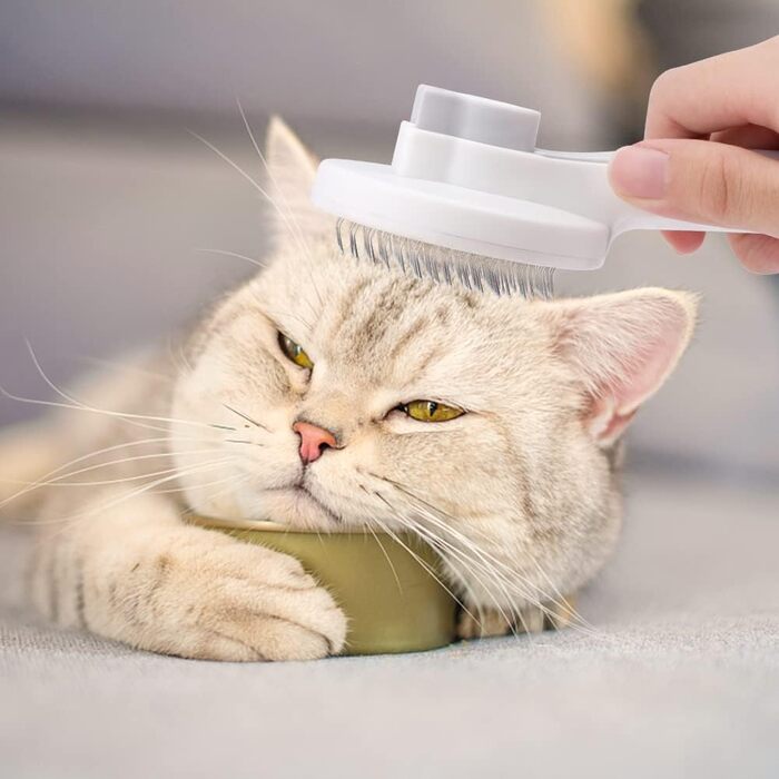 Гребінець для собак і котів, вичісувальна щітка, щітка для видалення шерсті, кнопка очищення одним кліком (сірий)