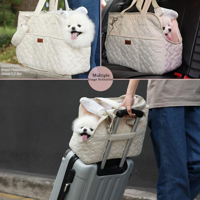 Сумка-переноска для собак та котів HSC Beige: м'яка, з 3 кишенями, до 6.8 кг