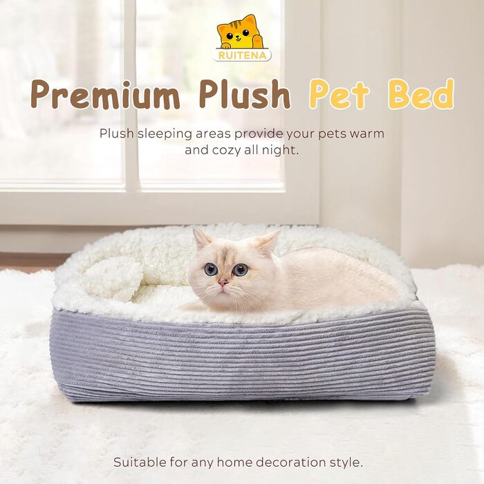 Самогріюче ліжко для котів Ruitena, 2-в-1, для котів та маленьких собак, миється, складається, килимок Pubby
