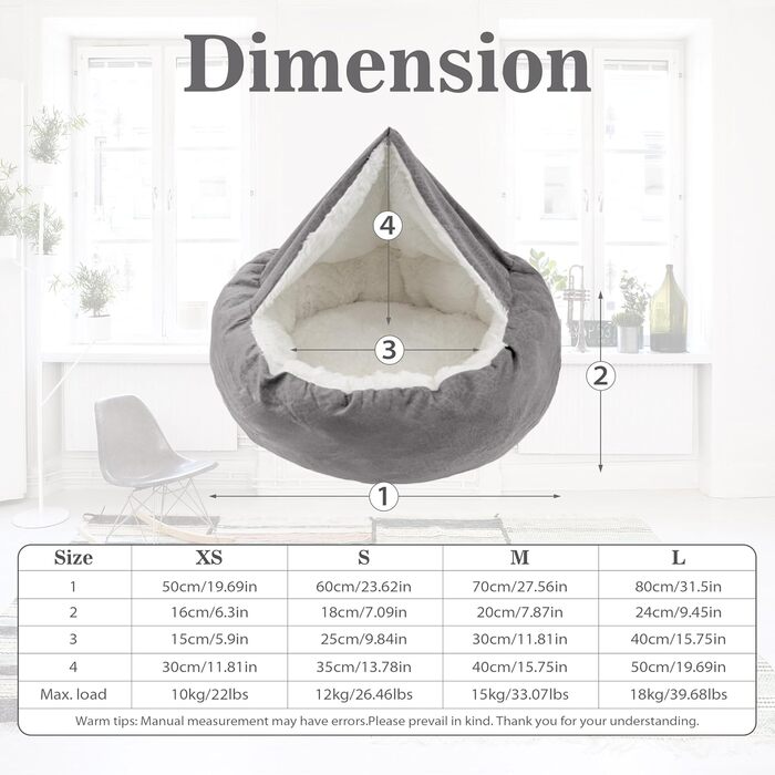 Кругле ліжко для собак та котів, Ø 60 см, сірий колір, до 12 кг, з подушкою. Підходить для великих, середніх та маленьких тварин.