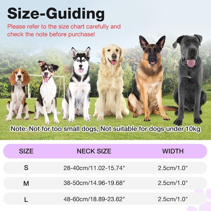 Світлодіодне нашийник для собак Leuchthalsband PcEoTllar, водонепроникний, 7 кольорів, регульований, для маленьких та великих собак, чорний (фіолетовий, M)