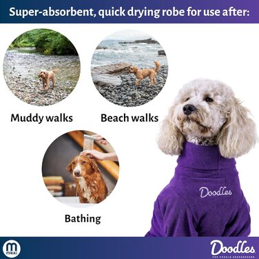 Рушник для собак Mikki Doodles, розмір L, фіолетовий, для кучерявої шерсті, швидковисихаючий, з мікрофібри