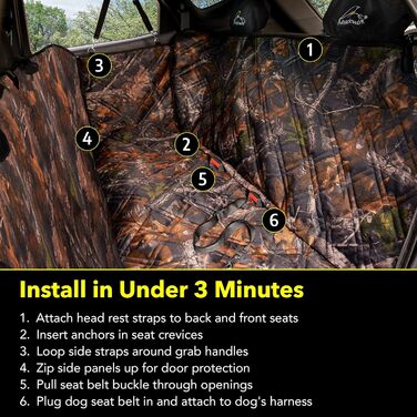 Захисний чохол на сидіння для собак Meadowlark - Браун/Камуфляж, стандартний (54' x 58' L)