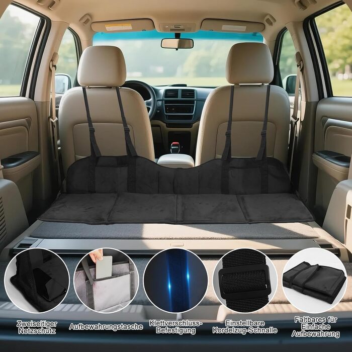 Підлокітник для заднього сидіння автомобіля, розширювач сидіння, флісова підстилка для кемпінгу та сну, універсальний для SUV, MPV та компактних авто (Чорний)