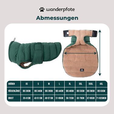 Зимовий теплий одяг для собак: двосторонній теплий одяг з пуховим дизайном, теплий одяг з Sherpa, сучасна куртка для собак, зимовий одяг для собак (зелений/бежевий, 65)