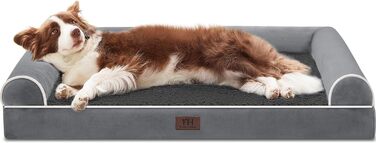 Ортопедичне ліжко для собак великих та середніх порід WESTERN HOME. Водонепроникне, знімний чохол, 106x76x19 см, темно-сірий