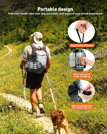 Портативна пляшка для води для собак PETNF, миска для води для собак, не протікає, для великих тварин, ідеально підходить для прогулянок, кемпінгу, пляжу, полювання та інших активностей