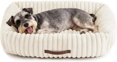 М'який ортопедичний лежак для собак великих порід, з підголовником, знімний, миючий, з ручками, 109x76x20 см, бежевий