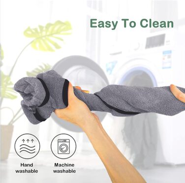 Рушник для собак з мікрофібри, для лап – швидковисихаючий рушник для собак, рушник для миття собак, рушник для домашніх тварин з магнітною стрічкою, для дому (L, сірий)