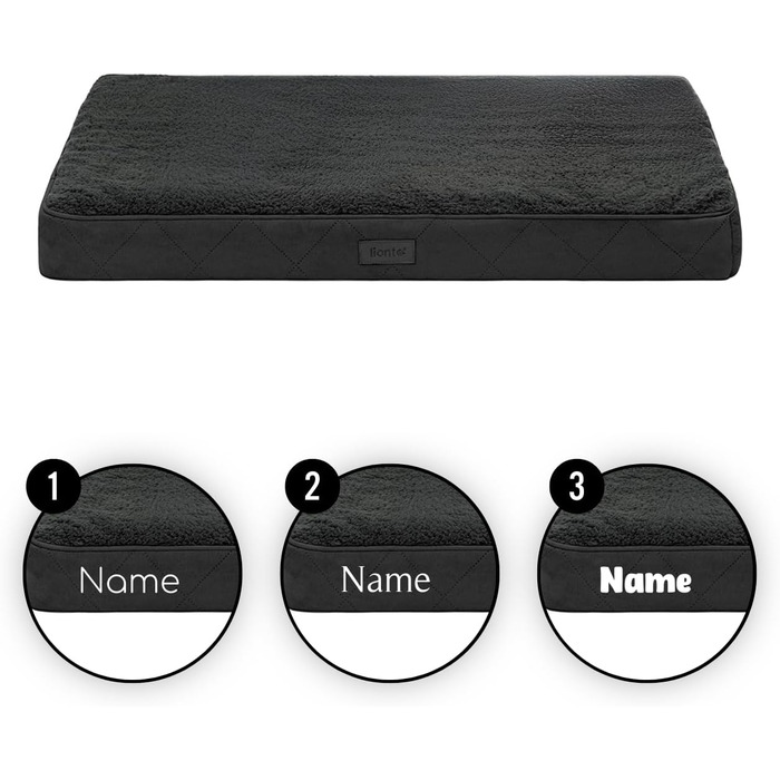 Ортопедичне ліжко для собак Lionto, 112x81x8 см, міцне, з м'яким плюшем, знімний та пральний чохол, водовідштовхувальне, для собак та котів, з нанесенням імені