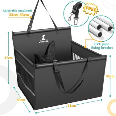 Автокрісло для собак маленьких та середніх порід, чорне, 50x50x47 см, HW00654