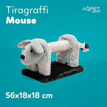 Когтеточка для котів Міккі Маус з сизалю та плюшу, сіра, 56x18x18 см