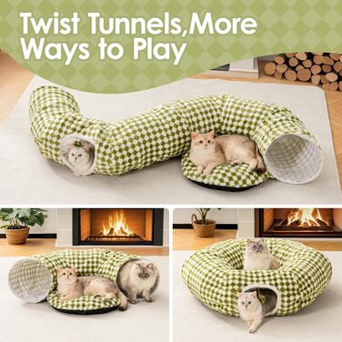 Туннель для котів MewooFun, 90 см, з м'яким лежаком, інтерактивна іграшка для котів, складаний, багатофункціональний