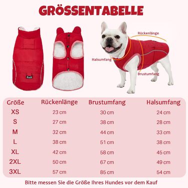 Зимовий одяг для собак Nasjac: тепла куртка зі снігозахистом, флісовою підкладкою, світловідбиваючими смугами та кишенями. Водовідштовхуюча жилетка для собак малих та середніх порід, червона, розмір L