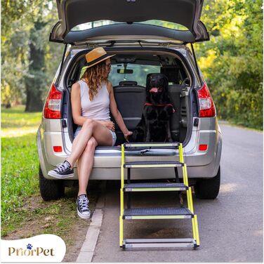 Сходинки для собак у машину – складні, широкі, для великих собак, 4 сходинки, до 105 кг, світяться в темряві, захист суглобів