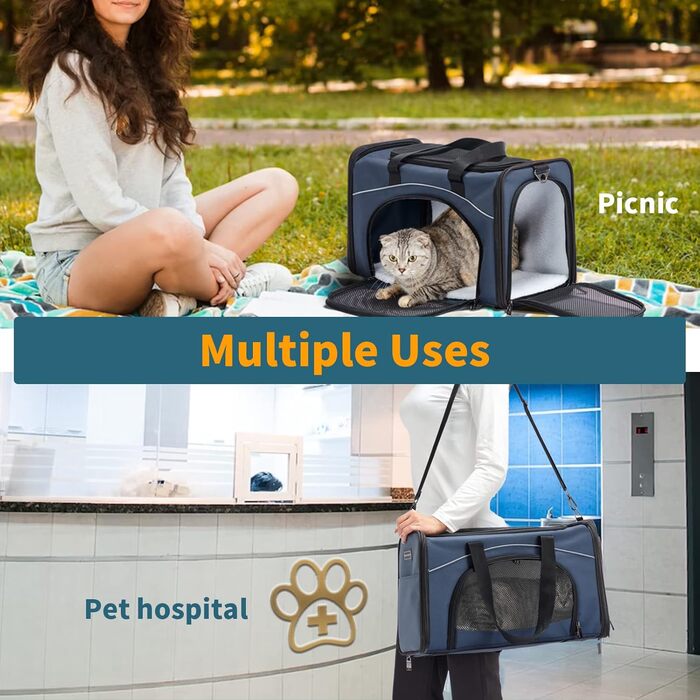 Транспортувальна сумка для котів і собак Petsfit, авіаперевезення, сіра