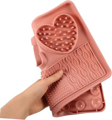 Килимок для собак та котів з силікону з присосками, анти-слизький, для повільного годування, рожевий, великий