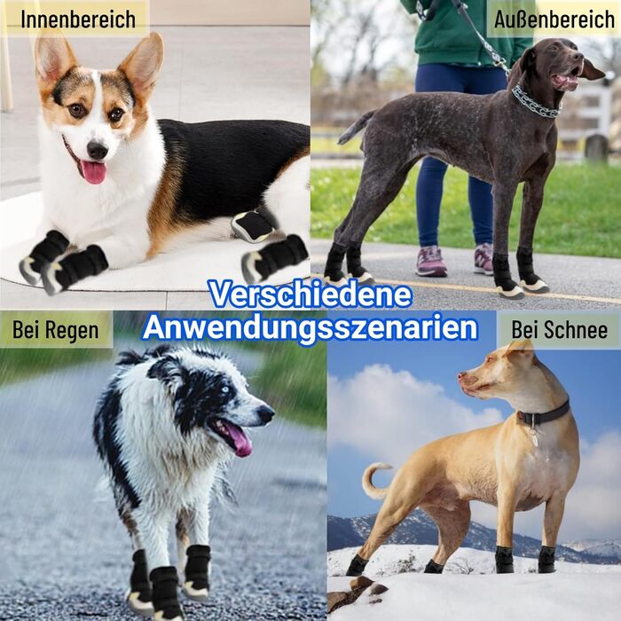 Чоботи для собак: захист подушечок лап [4 шт.], водонепроникні та дихаючі, з неслизькою підошвою та світловідбиваючим кріпленням. Підходять для малих, середніх та великих собак. Зручні чоботи для прогулянок на вулиці.