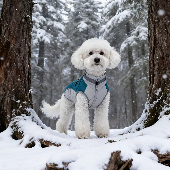 Тепла та стильна куртка для собак: теплий, вітронепроникний жилет – ідеальний зимовий одяг для вашого собаки (Sky Blue, M)
