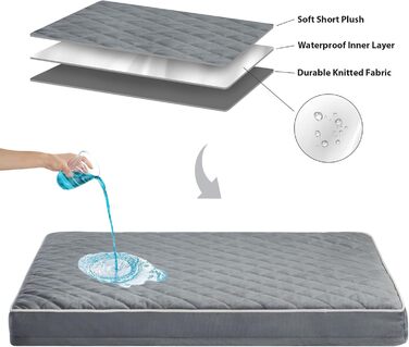 Ортопедичне ліжко для собак середнього розміру WNPETHOME, велике водонепроникне ліжко для собак з знімним, пральним чохлом та антиковзною основою, багатониткове стежне шиття, ліжко для домашніх тварин XL