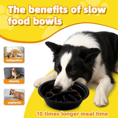 Підвищена годівниця для собак, регульована висота, великі породи - 2 x миска з нержавіючої сталі (1200 мл) + 1 x повільна годівниця (800 мл) - стійка станція для годування середніх/великих собак, чорний/сірий колір