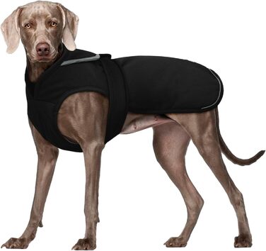 Водонепроникний зимовий одяг для собак Kuoser: теплий флісовий зимовий одяг для малих та середніх собак, чорний, з отвором для страхувального ременя, розмір L (XXL)