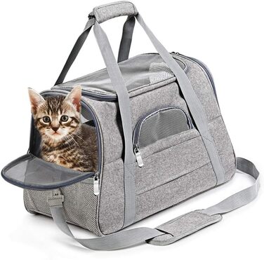 Рюкзак-переноска для котів та маленьких собак Garvalon з дихаючого матеріалу, з підтримуючими стійками, складаний, для подорожей та до ветеринара