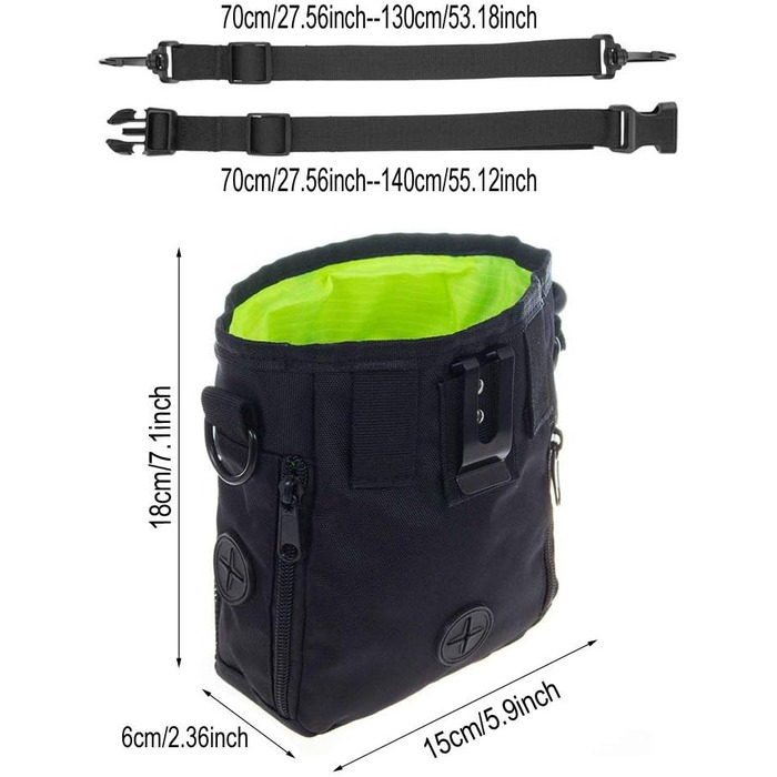 Сумка для ласощів для собак Hanwell з дозатором для прибирального інвентарю - водонепроникна, чорна