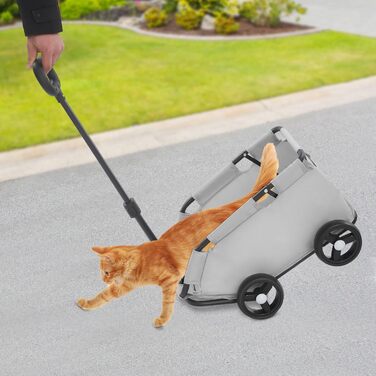 Дитяча коляска для тварин, складана, багатофункціональна, з висувною ручкою, для маленьких собак/іграшок/ляльок, чорна/сіра/рожева (сіра)