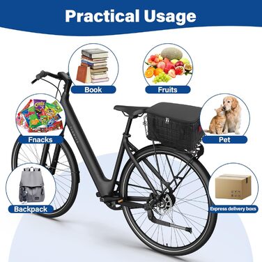 Задній велосипедний кошик, складаний, металевий з водонепроникним чохлом, для собак, домашніх тварин, E-bike, mountain bike, city bike, cruiser