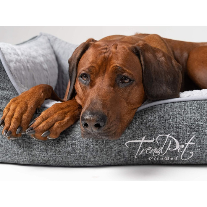 TrendPet VitaBed сірий - ортопедичне преміум собаче ліжко з матрацом з Memory Foam 5 см (120x100 см)