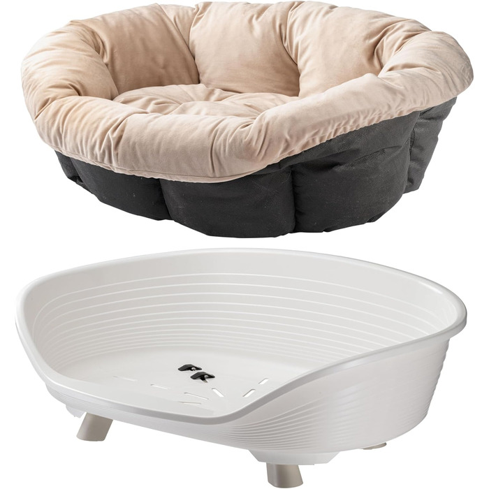 Підвищене ліжко для собак та котів Ferplast Throne, з бавовняним матрацом, біле, 61,5 x 45 x 26 см