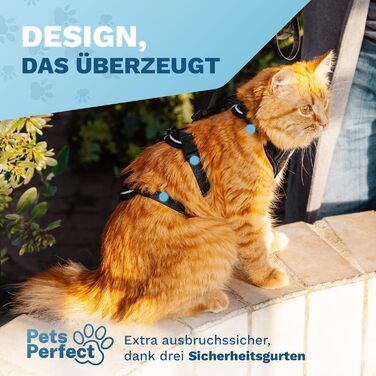 Шлея для котів Pets Perfect XS, посилена, з повідцем – безпечна прогулянкова амуніція для котів, анти-втеча