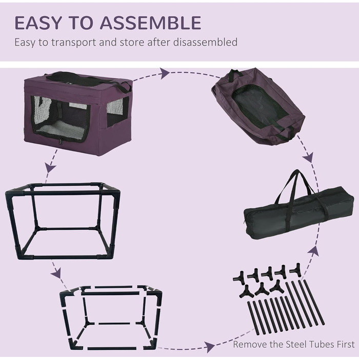 Переноска для кота PawHut 48,5 см, фіолетовий, для кошенят та мініатюрних собак