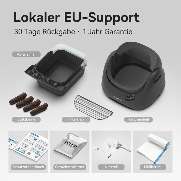 CATLINK Самоочисний лоток для котів, великий розмір XXL з відкритим верхом, Wi-Fi 5 ГГц, об'єм 12 л, підходить для всіх видів наповнювачів, ідеальний для домогосподарств з кількома котами (білий)