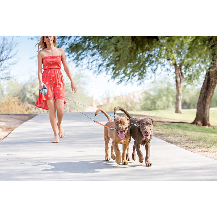 Повідок-рулетка WIGZI Dual Doggie 3.0 з гелевою ручкою, сірий, для двох собак