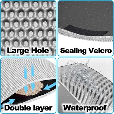 Килимок для котячого туалету 90x60 см, двошаровий, нековзний, з дизайном стільових сот, EVA матеріал, сірий
