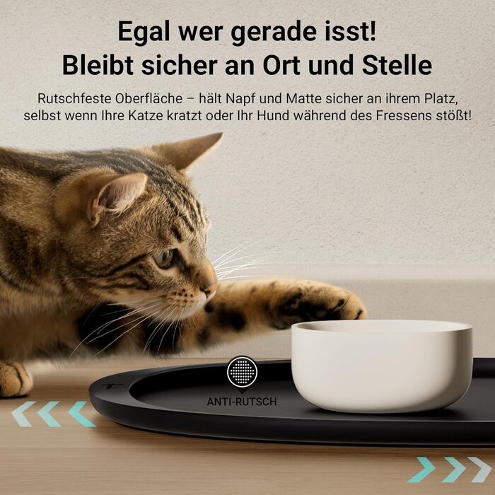 Підкладка під миску для котів DownyPaws, силіконова, 62 x 43 см, чорна. Захист від розливання, легко миється, BPA-free