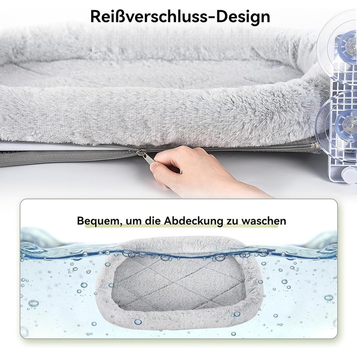 Кішка ліжко гамак для вікна, гамак для котів без мотузки, складане ліжко для котів на вікно з присосками, стабільний гамак для котів, вантажопідйомність 15 кг, сірий колір