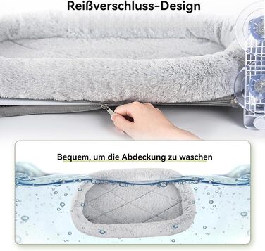 Кішка ліжко гамак для вікна, гамак для котів без мотузки, складане ліжко для котів на вікно з присосками, стабільний гамак для котів, вантажопідйомність 15 кг, сірий колір