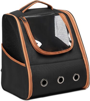 Рюкзак для кота та собаки до 5,9 кг, переноска для тварин з сітчастим вікном, дихаючий рюкзак для подорожей з домашніми тваринами (чорний)