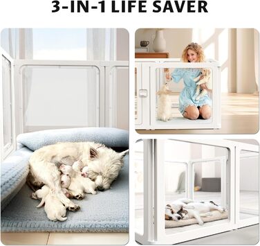 PALOPALO Вольєр XXL з прозорого акрилу для цуценят, собак-матерів та кішок – легка портативна будка для собак з легкою збіркою, дихаюча конструкція для дому