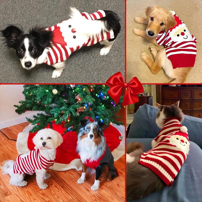 Пуловер для собак у стилі вінтаж, теплий пуловер для такс та інших порід, ідеальний для святкування Різдва, Хелловіну та Нового року. Нарядний пуловер середнього розміру (M), червоно-білий сніговик