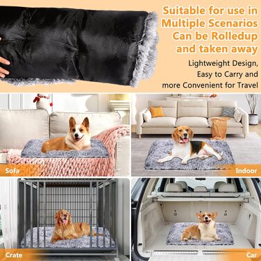 Крісло-ліжко для собак середніх порід з антиковзним дном, миється, довгий плюш, 65x50x7 см, колір - градієнт сірого