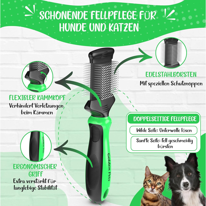 Зубна щітка для собак та котів з захисними нопочками - видаляє підшерсток, ковтуни та вузли. Ідеальна для догляду за шерстю довгошерстих собак, таких як кокапу, пудель. Розмір S. Зубна щітка 2.0, компактна